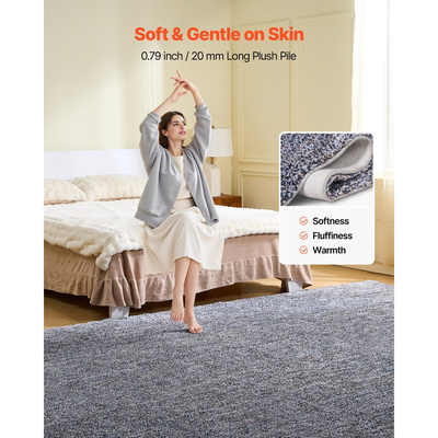 Χαλιά εσωτερικού χώρου VEVOR για βελούδινα δωμάτια, βελούδινο χαλί 2,74 x 3,66 μ., Χαλιά περιοχής με γούνινο πέλος και μακρύ πέλος, Χοντρό και ανθεκτικό χαλί με ψηλό πέλος για περιοχές με υψηλή κυκλοφορία, αντιολισθητικό υπόστρωμα, μπλε-γκρι