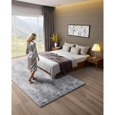 Χαλιά εσωτερικού χώρου VEVOR για βελούδινα δωμάτια, μαλακό βελούδινο χαλί 1,83x2,74 μ., χαλιά FFurry Shag για σαλόνι, υπνοδωμάτιο, μοντέρνο χαλί αισθητικής με μακρύ πέλος, που δεν ρίχνει, ανθεκτικό στην ολίσθηση, ανοιχτό γκρι Tie-Dye