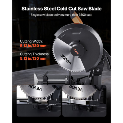 Πριόνι κοπής VEVOR, λεπίδα ψυχρής κοπής από ανοξείδωτο ατσάλι 355 mm, ισχυρός κινητήρας χωρίς ψήκτρες 3500 W, ρυθμιζόμενη ταχύτητα 750-1200 r/min, πριόνι κοπής μετάλλου για μεταλλικούς τετράγωνους και επίπεδους σωλήνες, χάλυβες σχήματος I