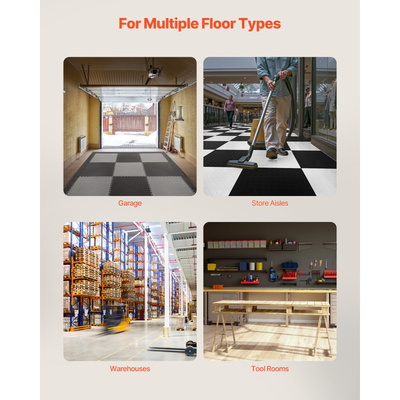 Κιτ ακμών μετάβασης για ανδρικά δάπεδα γκαράζ VEVOR, 12 άκρες και 4 γωνίες, ανθεκτικό, αρθρωτό περίγραμμα δαπέδου γκαράζ από PVC με αλληλοσύνδεση, αντιολισθητικό, συμβατό μόνο με τα 4-πλευρικά αλληλοσυνδεόμενα χαλάκια VEVOR, μαύρο