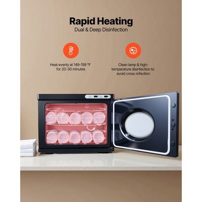 Θερμαντήρας πετσετών VEVOR, Μεγάλος θερμαντήρας πετσετών 23L με διαφανές παράθυρο, κλιπ και ανοξείδωτες σχάρες, Χωρητικότητα 36 πετσετών, Θερμαντικός θάλαμος πολλαπλών χρήσεων για σπα, κουρείο, μανικιούρ, μασάζ, κομμωτήριο