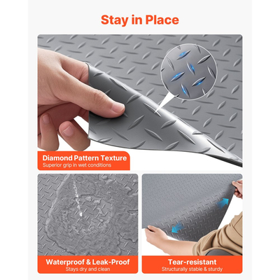 Ρολό δαπέδου γκαράζ VEVOR, Χαλί δαπέδου γκαράζ 2,28 x 5,2 m, Προστατευτικό χαλάκι δαπέδου PVC με πλάκα διαμαντιού 2,2 mm με παχιά ταινία διπλής όψης, Αντιολισθητικό, Εύκολο στον καθαρισμό για αποθήκη, Γυμναστήρια, Ασημί γκρι