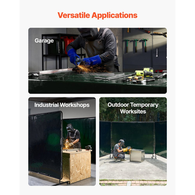 Οθόνη συγκόλλησης VEVOR με πλαίσιο, 3 πάνελ 1,74 x 2,34m, ανθεκτικές στη φλόγα οθόνες βινυλίου με 12 ρόδες και προστασία UV 6 επιπέδων για εργαστηριακή/βιομηχανική χρήση, σκούρο πράσινο