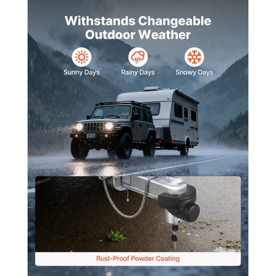 Κλείδωμα ρυμούλκησης VEVOR, Συμβατό με ζεύκτες 58,7 mm, Αντικλεπτική κλειδαριά ρυμούλκησης βαρέως τύπου με 3 κλειδιά, Ανθεκτικό σε ανοησίες και κρούσεις, Κατάλληλο για τροχόσπιτα, σκάφη, οχήματα εκτός δρόμου, ρυμουλκούμενα