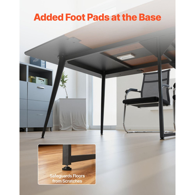 Τραπέζι Συνεδριάσεων VEVOR, Γραφείο σε σχήμα σκάφους 2400 mm για 10 άτομα, Σύγχρονο μεγάλο γραφείο συσκέψεων σε σχήμα σκάφους με μεταλλικά πόδια, για γραφείο, αίθουσα συνεδριάσεων, αίθουσα συνεδριάσεων, εύκολη συναρμολόγηση, μαύρο & καφέ