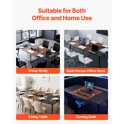 Τραπέζι Συνεδριάσεων VEVOR, Γραφείο σε σχήμα σκάφους 2400 mm για 10 άτομα, Σύγχρονο μεγάλο γραφείο συσκέψεων σε σχήμα σκάφους με μεταλλικά πόδια, για γραφείο, αίθουσα συνεδριάσεων, αίθουσα συνεδριάσεων, εύκολη συναρμολόγηση, μαύρο & καφέ