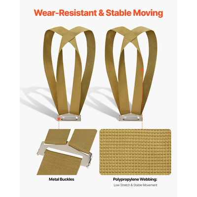 Ιμάντες Μετακίνησης VEVOR, Υποστηρίζει έως 453,6 kg, Σύστημα Ανύψωσης και Μετακίνησης 2 Ατόμων με 2 Ιμάντες Ζώνης & 1 Ιμάντα Φέρουσας Φορτίο, Ρυθμιζόμενοι Ιμάντες Ώμου Ανύψωσης Μετακίνηση Επίπλων, Συσκευών, Στρωμάτων