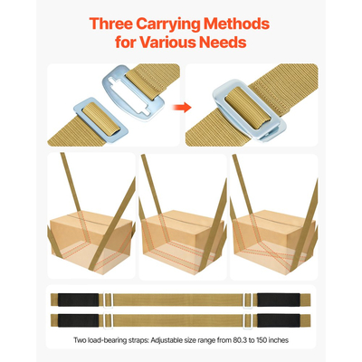 Ιμάντες Μετακίνησης VEVOR, Υποστηρίζει έως 453,6 kg, Σύστημα Ανύψωσης και Μετακίνησης 2 Ατόμων με 2 Ιμάντες Ζώνης & 2 Ιμάντες Φέρουσας Φόρτισης, Ρυθμιζόμενοι Ιμάντες Ώμου Ανύψωσης, Μετακίνηση Επίπλων, Συσκευών, Στρωμάτων