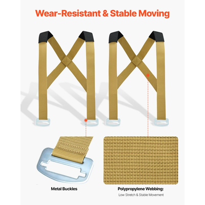 Ιμάντες Μετακίνησης VEVOR, Σύστημα Ανύψωσης και Μετακίνησης 2 Ατόμων με 2 Ιμάντες Ζώνης, 2 Ιμάντες Φέρουσας Φόρτισης & 1 Ιμάντα Χειρός, Ρυθμιζόμενοι Ιμάντες Ώμου Ανύψωσης, Μετακίνηση Επίπλων, Συσκευών, Στρωμάτων