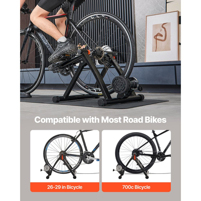 VEVOR Bike Trainer, Αντίσταση 6 Επιπέδων, Τροχοί 660,4-736,6 mm & 700C, Πτυσσόμενη Μαγνητική Στατική Βάση Ποδηλάτου για Άσκηση σε Εσωτερικό Χώρο με Σουβλάκι Γρήγορης Απελευθέρωσης & Μπλοκ Ανύψωσης Μπροστινού Τροχού, Μαύρο