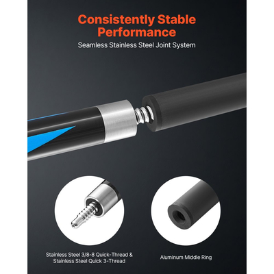 Στέκα Μπιλιάρδου VEVOR, 1 τεμάχιο στέκας άλματος, 1473,2 χιλ. & 554 γρ. μπιλιάρδο, ραβδί άλματος με άξονα από ανθρακονήματα & στέκες σφενδάμου, στέκα μπιλιάρδου άλματος για βαριά χτυπήματα για ενήλικες, σπίτι, γραφείο