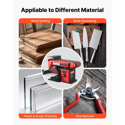 Τριβείο δίσκου VEVOR 152,4 mm &amp; Ταινιολειαντήρας 101,6 mm x 914,4 mm, Επαγγελματικός συνδυασμός τριψίματος με ταινία δίσκου 400W με ρυθμιζόμενο τραπέζι εργασίας 0 - 45°, θύρα συλλογής σκόνης για ξυλουργική και κατασκευές DIY