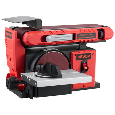 Τριβείο δίσκου VEVOR 152,4 mm &amp; Ταινιολειαντήρας 101,6 mm x 914,4 mm, Επαγγελματικός συνδυασμός τριψίματος με ταινία δίσκου 400W με ρυθμιζόμενο τραπέζι εργασίας 0 - 45°, θύρα συλλογής σκόνης για ξυλουργική και κατασκευές DIY