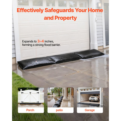 Φράγμα Πλημμύρας VEVOR, Συσκευασία των 6, Σακούλες Πλημμύρας 830 x 430 mm που Ενεργοποιούνται από το Νερό, Επαναχρησιμοποιήσιμο Φράγμα Απορροφητικό Νερού, Σακούλες Άμμου χωρίς Άμμο για Απόφραξη, Σακούλες Πρόληψης Πλημμύρας για Σπίτια, Πόρτες, Υπόγειο, Γκαράζ