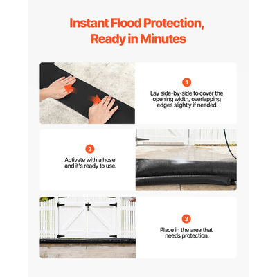 Φράγμα Πλημμύρας VEVOR, 8 τεμάχια, Σακούλες Πλημμύρας 480 x 435 mm που Ενεργοποιούνται από το Νερό, Επαναχρησιμοποιήσιμο Φράγμα Απορροφητικό Νερού, Σακούλες Άμμου χωρίς Άμμο για Απόφραξη, Σακούλες Πρόληψης Πλημμύρας για Σπίτι, Πόρτα, Υπόγειο, Γκαράζ