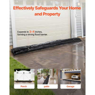 Φράγμα Πλημμύρας VEVOR, 8 τεμάχια, Σακούλες Πλημμύρας 3050 x 210 mm που ενεργοποιούνται από το νερό, Επαναχρησιμοποιήσιμο Φράγμα Απορροφητικό Νερού, Σακούλες Άμμου χωρίς Άμμο για Απόφραξη, Σακούλες Πρόληψης Πλημμύρας για Σπίτι, Πόρτα, Υπόγειο, Γκαράζ