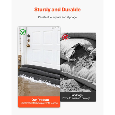 Φράγμα Πλημμύρας VEVOR, Συσκευασία των 10, Σακούλες Πλημμύρας 1530 x 210 mm με Κουβά, Επαναχρησιμοποιήσιμο Φράγμα Απορροφητικό Νερού που Ενεργοποιείται από το Νερό, Σακούλες Άμμου χωρίς Άμμο για Απόφραξη, Σακούλες Πρόληψης Πλημμύρας για Υπόγειο, Γκαράζ, Π