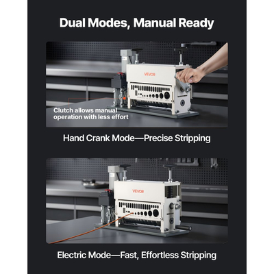 Ηλεκτρική μηχανή απογύμνωσης καλωδίων VEVOR, 1,5-40 mm, Αυτόματος απογυμνωτής καλωδίων χαλκού 11 καναλιών, Εργαλείο απογύμνωσης καλωδίων 370W με χειροκίνητη λειτουργία στροφάλου, Κουμπί διακοπής έκτακτης ανάγκης, για ανακύκλωση χαλκού