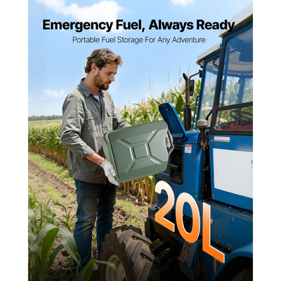 Μεταλλικό δοχείο καυσίμου VEVOR, 20 λίτρα, δοχείο καυσίμου Jerry με στόμιο και άνετη λαβή, μέγιστη παροχή 6 λίτρα/λεπτό, στεγανό και ανθεκτικό στη διάβρωση μεταλλικό ρεζερβουάρ βενζίνης για τα περισσότερα αυτοκίνητα, μοτοσικλέτες, ATV, UTV, πράσινο, συσκευασίες των 2