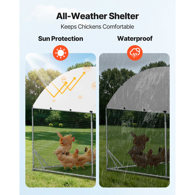 VEVOR Μεγάλο Μεταλλικό Κοτέτσι, 2,7x7,6x2 μ., Κοτόπουλο με Αδιάβροχο Κάλυμμα & Ανθεκτικό Πλαίσιο, Θολωτή Στέγη, Κλουβί για Πουλερικά, Στήλη για Πάπιες, Κουνέλια, Κότες, Χήνες, Εξωτερική Κήπο, Αγρόκτημα