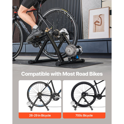 VEVOR Bike Trainer, Τροχοί 660,4-736,6 mm & 700C, Πτυσσόμενη βάση υγρού ποδηλάτου για άσκηση σε εσωτερικό χώρο με σουβλάκι γρήγορης απελευθέρωσης & μπλοκ ανύψωσης μπροστινού τροχού, Κατάλληλο για ποδήλατα δρόμου, Μαύρο