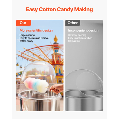 Κάλυμμα μηχανής μαλλί της γριάς VEVOR, διαφανής ακρυλική θολωτή ασπίδα φυσαλίδων, ασπίδα φυσαλίδων μηχανής μαλλί της γριάς συμβατή με μπολ μηχανών μαλλί της γριάς 381mm για πάρτι, καταστήματα, σχεδιασμός κάτω αυλάκωσης