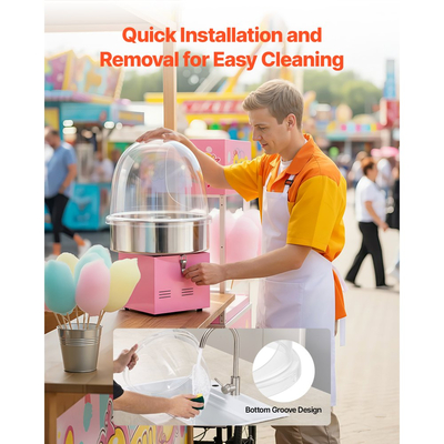 Κάλυμμα μηχανής μαλλί της γριάς VEVOR, διαφανής ακρυλική θολωτή ασπίδα φυσαλίδων, ασπίδα φυσαλίδων μηχανής μαλλί της γριάς συμβατή με μπολ μηχανών μαλλί της γριάς 381mm για πάρτι, καταστήματα, σχεδιασμός κάτω αυλάκωσης