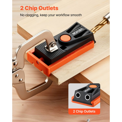 Κιτ γεμιστήρα τρυπών VEVOR Pocket Hole, ρυθμιζόμενο σύστημα γεμιστήρα Mini Jig Pocket Hole με βαθμιδωτό τρυπάνι, εξαγωνικό κλειδί, δακτύλιο διακοπής τρυπανιού, τετράγωνο τρυπάνι και βίδες, ενισχυμένο νάιλον πλαίσιο, για ξυλουργική