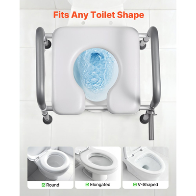 VEVOR Υπερυψωμένο Κάθισμα Τουαλέτας με Μπράτσα, Χωρητικότητα Φόρτισης 181 kg, Ρυθμιζόμενο Ύψος και Πλάτος, Μαξιλάρι Κομοδίνο με Επενδυμένο Υπερυψωμένο Κάθισμα Τουαλέτας με Λαβές για Ηλικιωμένους, Ηλικιωμένους, ΑΜΕΑ, ΑΜΕΑ, Ενήλικες