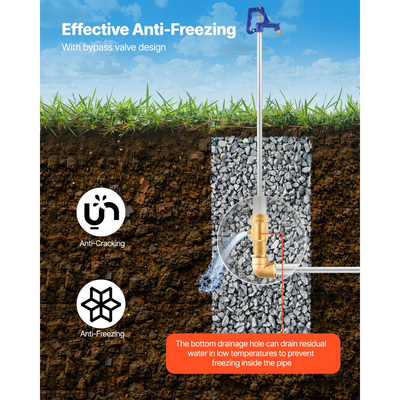 Κρουνός αυλής VEVOR με αντιπαγετική προστασία, εξωτερική βρύση 1895 mm με αντιπαγετικό βάθος 1219,2 mm, σύνδεση σωλήνα G 3/4" και σύνδεσμος εύκαμπτου σωλήνα, κρουνός χωρίς μόλυβδο χωρίς αντιπαγετική προστασία για άρδευση κήπου, αγροκτήματος
