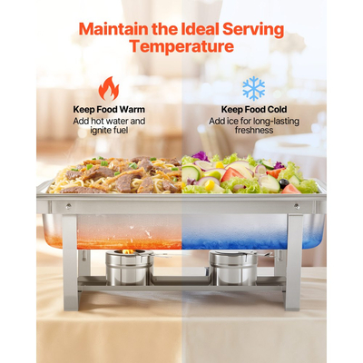 Ορθογώνια θήκη για ψήσιμο VEVOR, θήκη για ψήσιμο από ανοξείδωτο ατσάλι 9,91 λίτρων, πλήρες σετ θήκης για θερμαντήρα φαγητού με κοίλη λαβή, 2 λαβίδες φαγητού, καπάκι, θήκη καυσίμου, θήκες για ψήσιμο για πάρτι, δεξιώσεις και γάμους