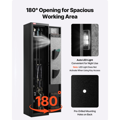VEVOR Gun Safe, βαρέως τύπου ψυχρής έλασης ατσάλινο πυρίμαχο θάλαμο τυφεκίου με δακτυλικό αποτύπωμα, ψηφιακό πληκτρολόγιο και κλειδί, μεγάλο μακρύ θάλαμο όπλου με γεμιστήρα και LED, ρυθμιζόμενες βάσεις για τυφέκια, πιστόλια, κυνηγετικό όπλο