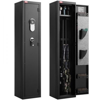 VEVOR Gun Safe, βαρέως τύπου ψυχρής έλασης ατσάλινο πυρίμαχο θάλαμο τυφεκίου με δακτυλικό αποτύπωμα, ψηφιακό πληκτρολόγιο και κλειδί, μεγάλο μακρύ θάλαμο όπλου με γεμιστήρα και LED, ρυθμιζόμενες βάσεις για τυφέκια, πιστόλια, κυνηγετικό όπλο