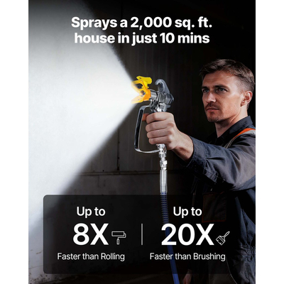 Ψεκαστήρας βαφής χωρίς αέρα VEVOR Stand, 1500W, Ψεκαστήρας υψηλής πίεσης χωρίς αέρα 3300PSI, Βούρτσα καθαρισμού, Σωλήνας, Ράβδος επέκτασης, Ακροφύσια, Ηλεκτρική μηχανή βαφής με ψεκασμό για μεγάλα διαμερίσματα, εργοστασιακά κτίρια