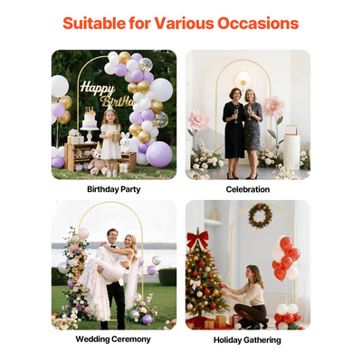 Βάση Αψίδας VEVOR, 2,2 x 1,2 μ., Σταθερή Δομή, Εύκολη Συναρμολόγηση, 1 τεμάχιο Χρυσή Μεταλλική Βάση Αψίδας για Γάμο, Πάρτι Γενεθλίων, Αποφοίτηση, Διακόσμηση Εορτών και Τελετών