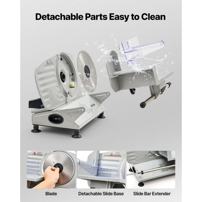 Κόφτης Κρέατος VEVOR, Ηλεκτρικός Κόφτης Deli 150W με Κοφτερή Λεπίδα 170 mm, Οικιακός Κόφτης Κρέατος με Ταχύτητα Κοπής 65-90 Σ.Α.Λ., Ρυθμιζόμενο Πάχος 0-15 mm, για Κατεψυγμένο Κρέας, Ζαμπόν, Μπαγκέτα & Prime Steak