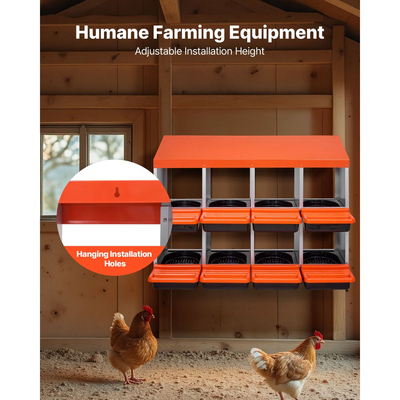 VEVOR Κουτιά φωλιάς κοτόπουλων 2 επιπέδων, 8 διαμερίσματα, μεταλλικά κουτιά ωοτοκίας αυγών με προστατευτικά καπάκια συλλογής, τυλιγόμενο κουτί φωλιάς, εύκολο στη συναρμολόγηση, ιδανικό για κότες, πάπιες, κοτόπουλα και άλλα πουλερικά