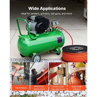 Σωλήνας αέρα VEVOR, Υβριδικός σωλήνας αέρα 9,53 x 76200 mm, Ελαφρύς, Ανθεκτικός στη στροφή, Πνευματικοί σωλήνες με υβριδικό υλικό τριών στρώσεων για αυτοκίνητο, σπίτι και κτίρια, 300 PSI, Ευελιξία σε όλες τις καιρικές συνθήκες, Πορτοκαλί