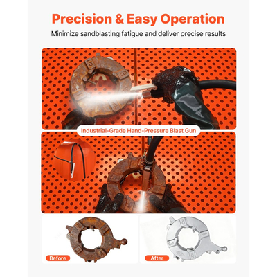 Θάλαμος αμμοβολής VEVOR 927L με δεξαμενή υπό πίεση, βαρέως τύπου χαλύβδινος θάλαμος αμμοβολής σε τροχούς - με χοάνη μέσου 121L και ισχυρό συλλέκτη σκόνης 1200W για επεξεργασία επιφάνειας υπερμεγέθων εξαρτημάτων