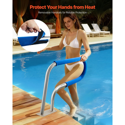 Ράγα πισίνας VEVOR, κουπαστή πισίνας 78,8 x 55,8 cm, χωρητικότητα φορτίου 100kg, βαρέως τύπου κουπαστή πισίνας από ανοξείδωτο χάλυβα 304, αποσπώμενη αντιολισθητική θήκη, πλούσια αξεσουάρ, για πισίνα, υδάτινα πάρκα, κέντρα σπα