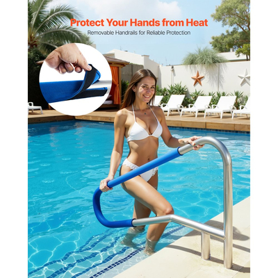 Ράγα πισίνας VEVOR, 137,1 x 81,3 cm, Χωρητικότητα φορτίου 100kg, βαρέως τύπου, κουπαστή πισίνας από ανοξείδωτο χάλυβα 304, αποσπώμενη αντιολισθητική θήκη, εσοχή ή βάση, για δίπλα στην πισίνα, υδάτινα πάρκα