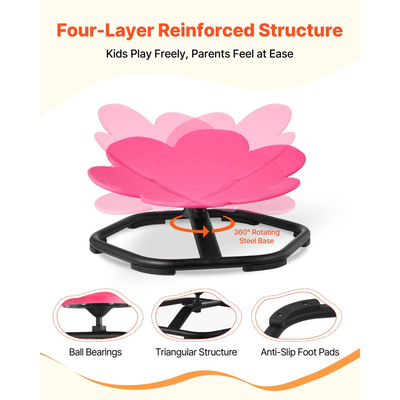 Παιδική περιστρεφόμενη καρέκλα VEVOR, χωρητικότητας 220 λίβρες, καρέκλα αισθητηριακής περιστροφής σε σχήμα λουλουδιού, παιδικό κάθισμα αισθητηριακού παιχνιδιού για αυτιστικά παιδιά με αντιολισθητική μεταλλική βάση, κάθισμα καθίσματος και περιστροφής για νήπια για συντονισμό, ισορροπία, εστίαση, ροζ