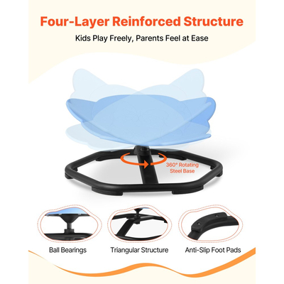 Παιδική περιστρεφόμενη καρέκλα VEVOR, χωρητικότητας 220 λίβρες, καρέκλα αισθητηριακής περιστροφής σε σχήμα ελέφαντα, παιδικό κάθισμα αισθητηριακού παιχνιδιού για αυτιστικά παιδιά με αντιολισθητική μεταλλική βάση, κάθισμα καθίσματος και περιστροφής για νήπια για συντονισμό, ισορροπία, εστίαση, μπλε