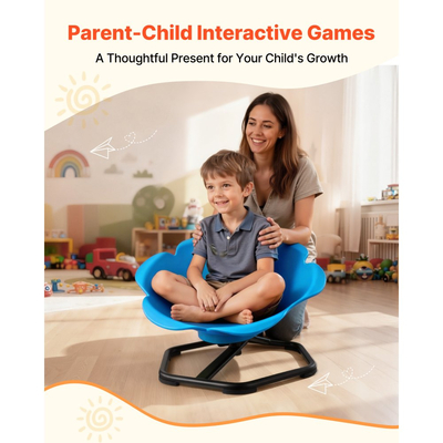 Παιδική περιστρεφόμενη καρέκλα VEVOR, χωρητικότητας 220 λίβρες, καρέκλα αισθητηριακής περιστροφής σε σχήμα κυλίνδρου, παιδικό κάθισμα αισθητηριακού παιχνιδιού για αυτιστικά παιδιά με αντιολισθητική μεταλλική βάση, κάθισμα καθίσματος και περιστροφής για νήπια για συντονισμό, ισορροπία, εστίαση, μπλε