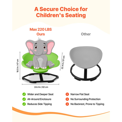 Παιδική περιστρεφόμενη καρέκλα VEVOR, χωρητικότητας 220 λίβρες, καρέκλα αισθητηριακής περιστροφής σε σχήμα κυλίνδρου, παιδικό κάθισμα αισθητηριακού παιχνιδιού για αυτιστικά παιδιά με αντιολισθητική μεταλλική βάση, κάθισμα καθίσματος και περιστροφής για νήπια για συντονισμό, ισορροπία, εστίαση, πράσινο