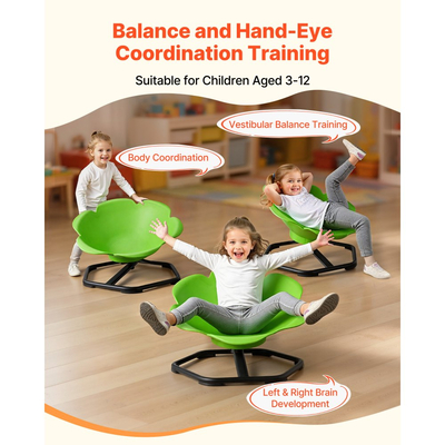 Παιδική περιστρεφόμενη καρέκλα VEVOR, χωρητικότητας 220 λίβρες, καρέκλα αισθητηριακής περιστροφής σε σχήμα κυλίνδρου, παιδικό κάθισμα αισθητηριακού παιχνιδιού για αυτιστικά παιδιά με αντιολισθητική μεταλλική βάση, κάθισμα καθίσματος και περιστροφής για νήπια για συντονισμό, ισορροπία, εστίαση, πράσινο