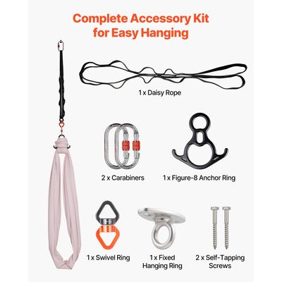 Αιώρα VEVOR Aerial Yoga, 136,07 kg Load Aerial Silk, Κούνια Γιόγκα με Ύφασμα από Νάιλον, Τσάντα με Φερμουάρ PE για Αλληλεπίδραση Γονέα-Παιδιού, Ενδυνάμωση Μυών & Βελτίωση Πρακτικής, Συνδυασμός Αιώρας και Κούνιας