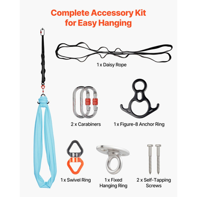 Αιώρα Αερίου Γιόγκα VEVOR, Μέγιστο Φορτίο 136,07 kg από Μετάξι, Κούνια Γιόγκα με Ύφασμα Νάιλον, Σχοινί Μαργαρίτας, Τσάντα με Φερμουάρ PE, Κούνιες Γυμναστικής Κατάλληλες για Άνδρες και Γυναίκες, Αιώρα & Κούνια Διπλής Λειτουργίας