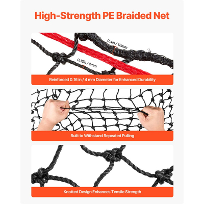 Δίχτυ σανού στρογγυλής μπάλας VEVOR, 1,5 x 1,5 x 1,5 m, τρύπες 44,45 x 44,45 mm, υλικό PE, ενισχυμένος σχεδιασμός με κόμπους, με φερμουάρ, μεταφορά βελόνας και σπάγκο επισκευής, δίχτυ στρογγυλής μπάλας αργής τροφοδοσίας για άλογα