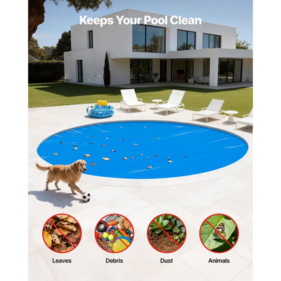 Κάλυμμα πισίνας VEVOR Solar, στρογγυλό κάλυμμα πισίνας με φυσαλίδες 4,57 m, ηλιακή κουβέρτα πισίνας 12 Mil με υλικό φυσαλίδων και PE, απορρόφηση θερμότητας ημέρας, διατήρηση θερμότητας νύχτας, ηλιακά καλύμματα διατήρησης θερμότητας, μπλε